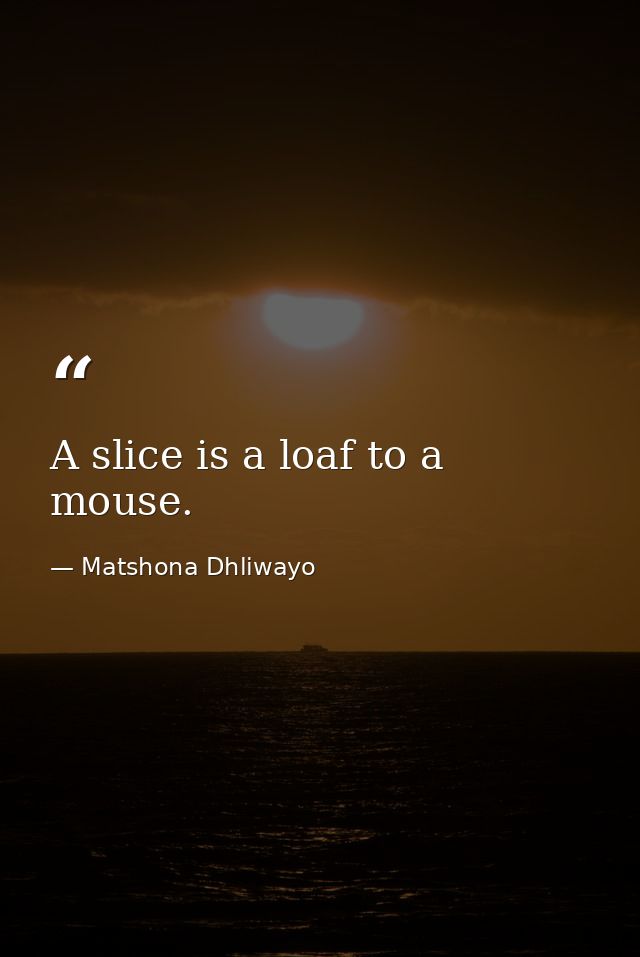 A slice is a loaf to a mouse. — Matshona Dhliwayo