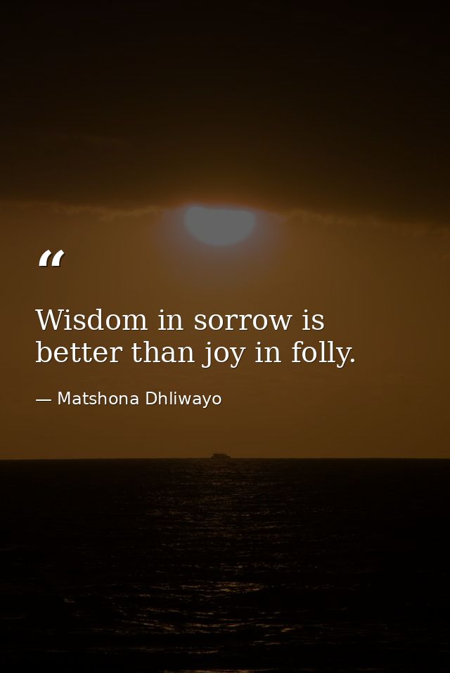 Wisdom in sorrow is better than joy in folly. — Matshona Dhliwayo
