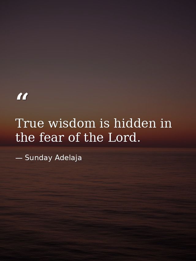 True wisdom is hidden in the fear of the Lord. — Sunday Adelaja