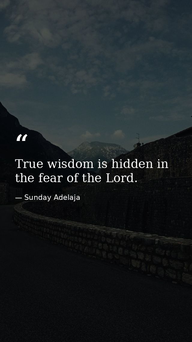 True wisdom is hidden in the fear of the Lord. — Sunday Adelaja