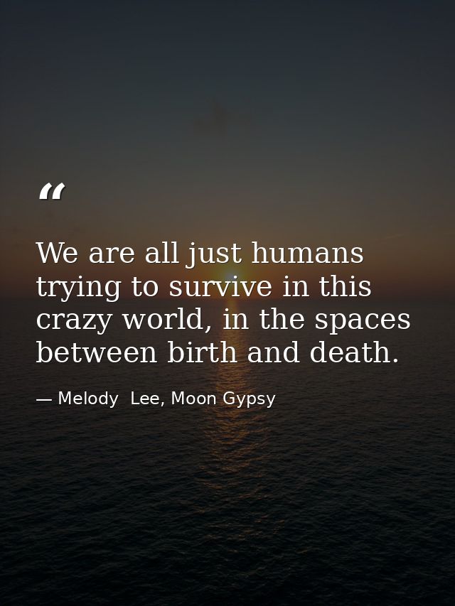 We are all just humans trying to survive in this crazy world, in the spaces between birth and death. — Melody  Lee, Moon Gypsy