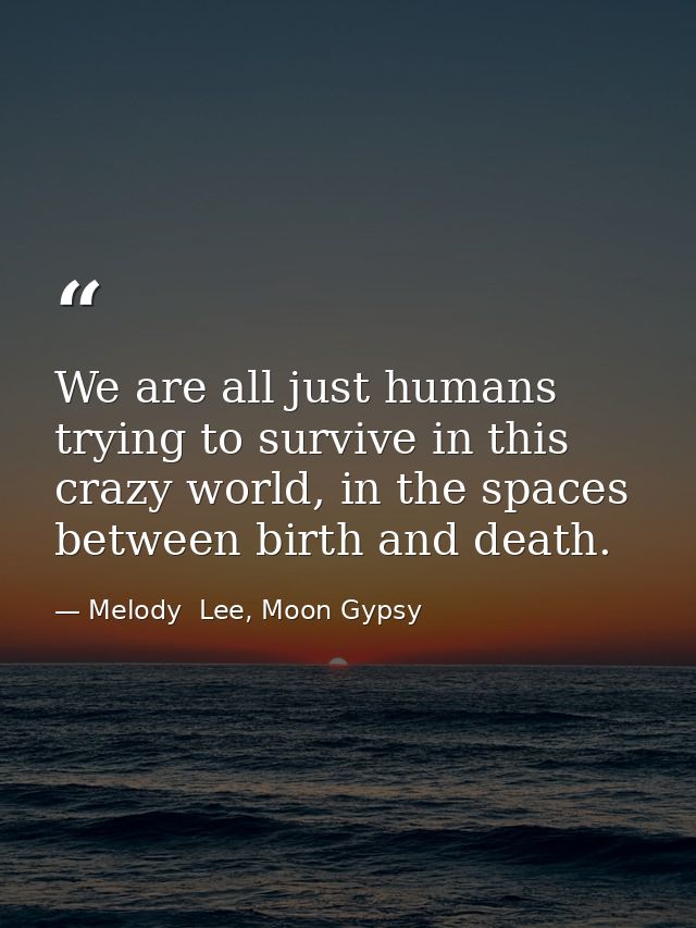 We are all just humans trying to survive in this crazy world, in the spaces between birth and death. — Melody  Lee, Moon Gypsy