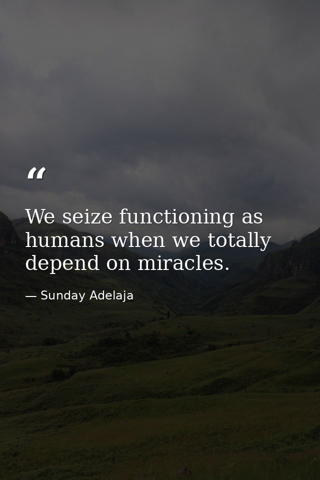 We seize functioning as humans when we totally depend on miracles. — Sunday Adelaja
