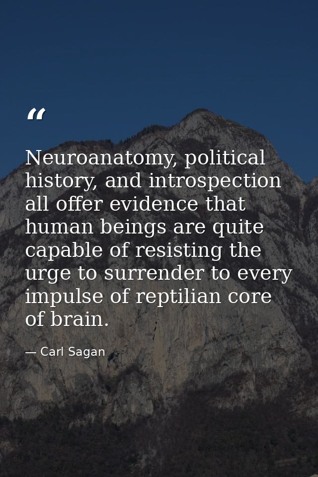 Neuroanatomy, political history, and introspection all offer evidence that human beings are quite capable of resisting t — Carl Sagan