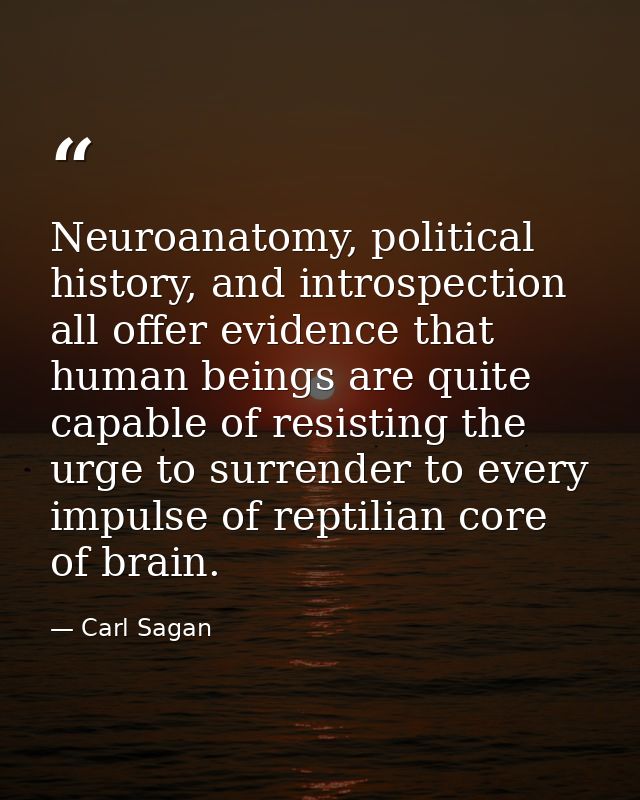 Neuroanatomy, political history, and introspection all offer evidence that human beings are quite capable of resisting t — Carl Sagan