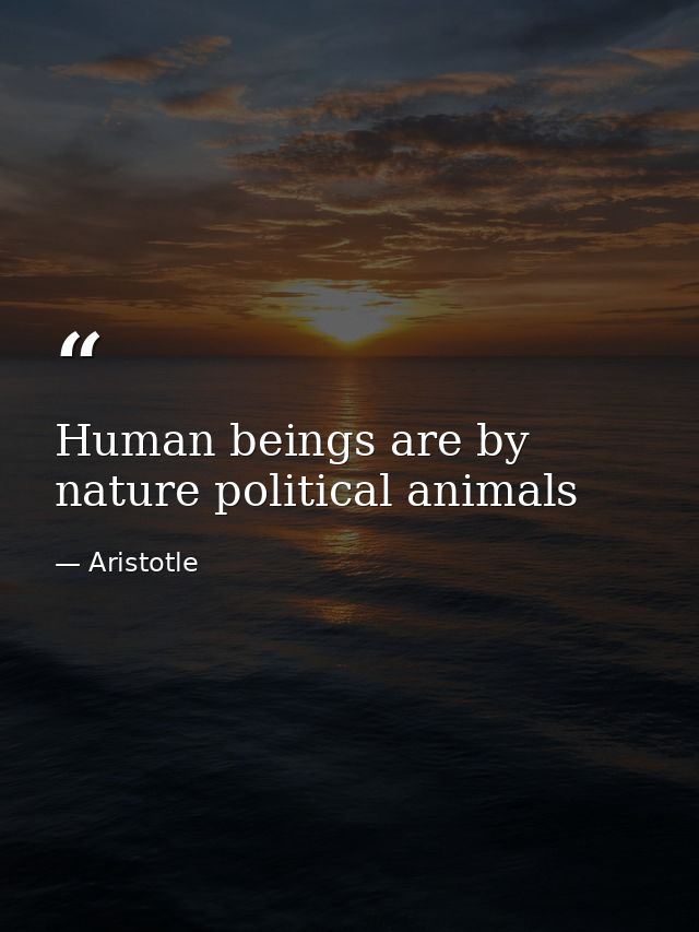 Human beings are by nature political animals — Aristotle