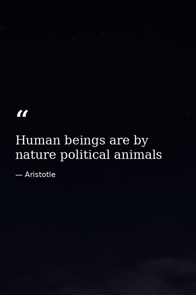 Human beings are by nature political animals — Aristotle