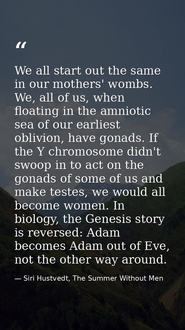 We all start out the same in our mothers' wombs. We, all of us, when floating in the amniotic sea of our earliest oblivi — Siri Hustvedt, The Summer Without Men