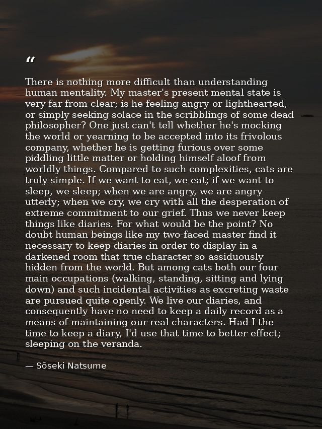 There is nothing more difficult than understanding human mentality. My master's present mental state is very far from cl — Sōseki Natsume