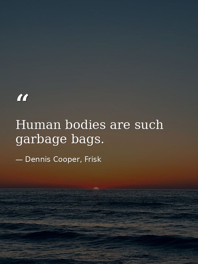 Human bodies are such garbage bags. — Dennis Cooper, Frisk