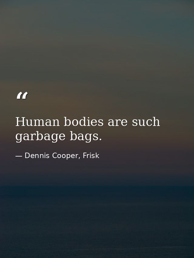 Human bodies are such garbage bags. — Dennis Cooper, Frisk