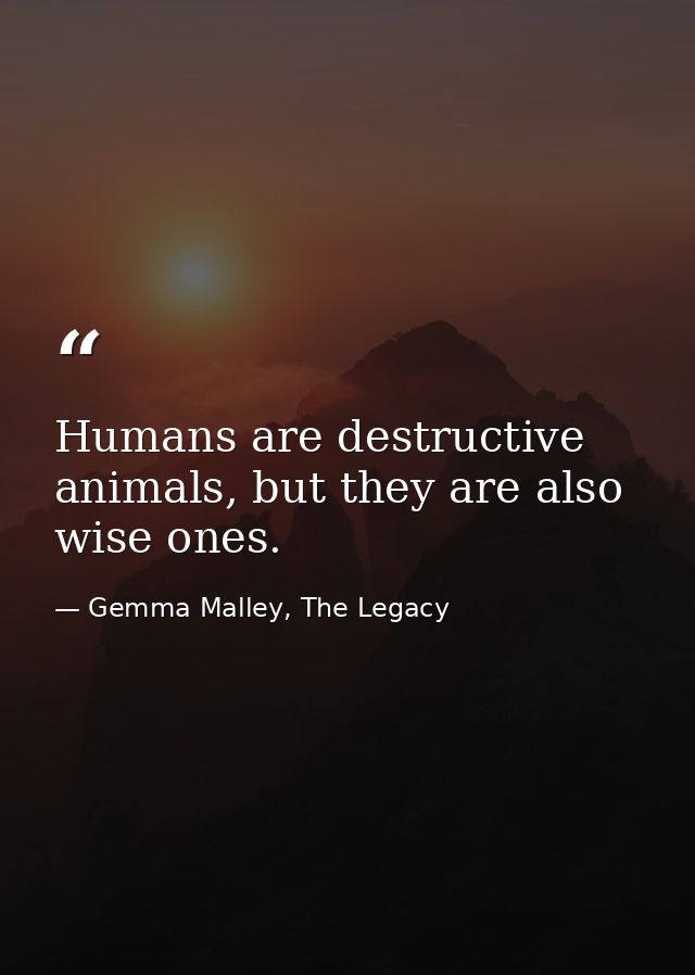 Humans are destructive animals, but they are also wise ones. — Gemma Malley, The Legacy