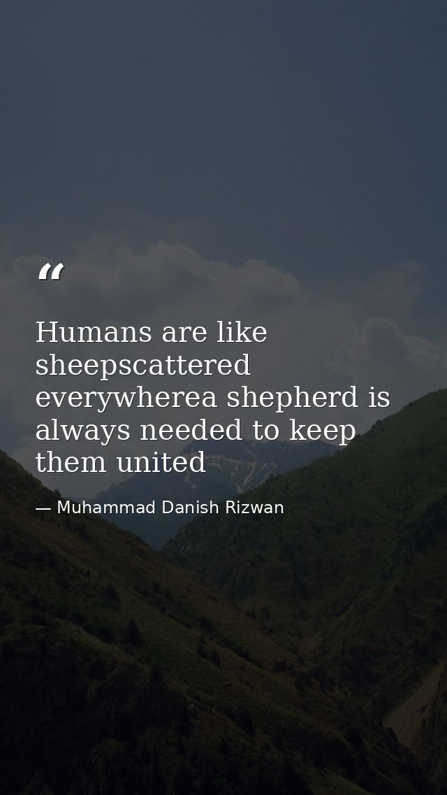 Humans are like sheepscattered everywherea shepherd is always needed to keep them united — Muhammad Danish Rizwan