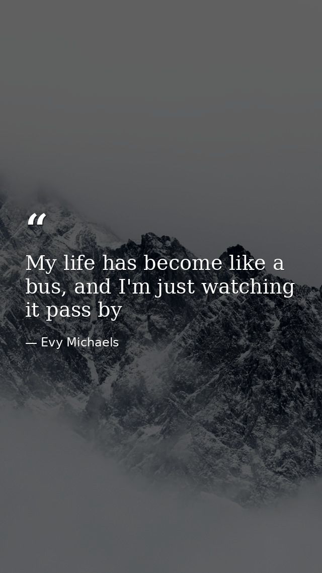 My life has become like a bus, and I'm just watching it pass by — Evy Michaels