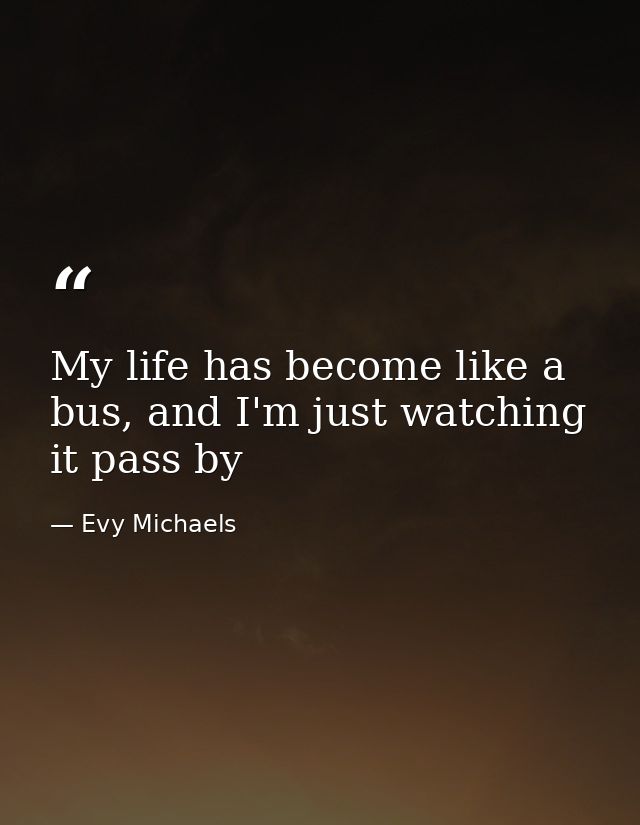 My life has become like a bus, and I'm just watching it pass by — Evy Michaels