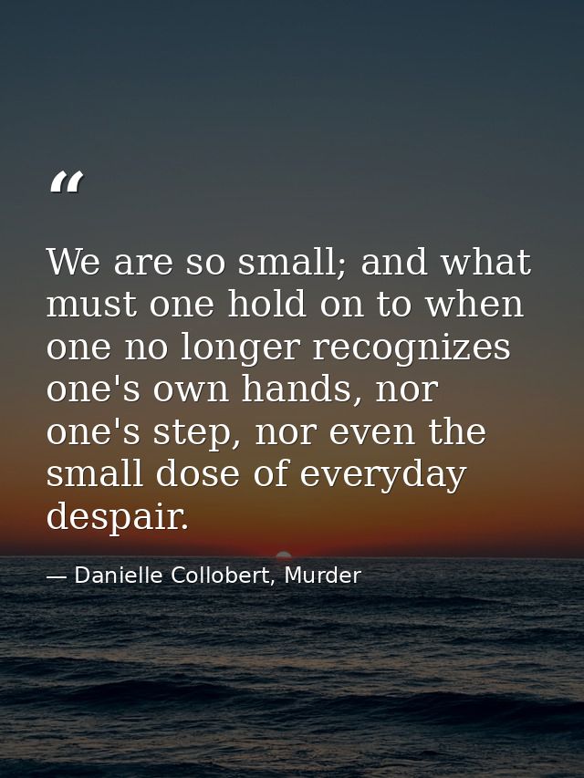 We are so small; and what must one hold on to when one no longer recognizes one's own hands, nor one's step, nor even th — Danielle Collobert, Murder