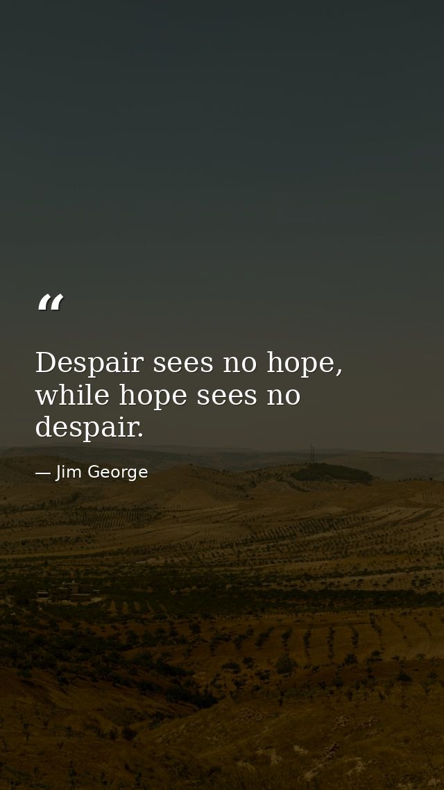 Despair sees no hope, while hope sees no despair. — Jim George