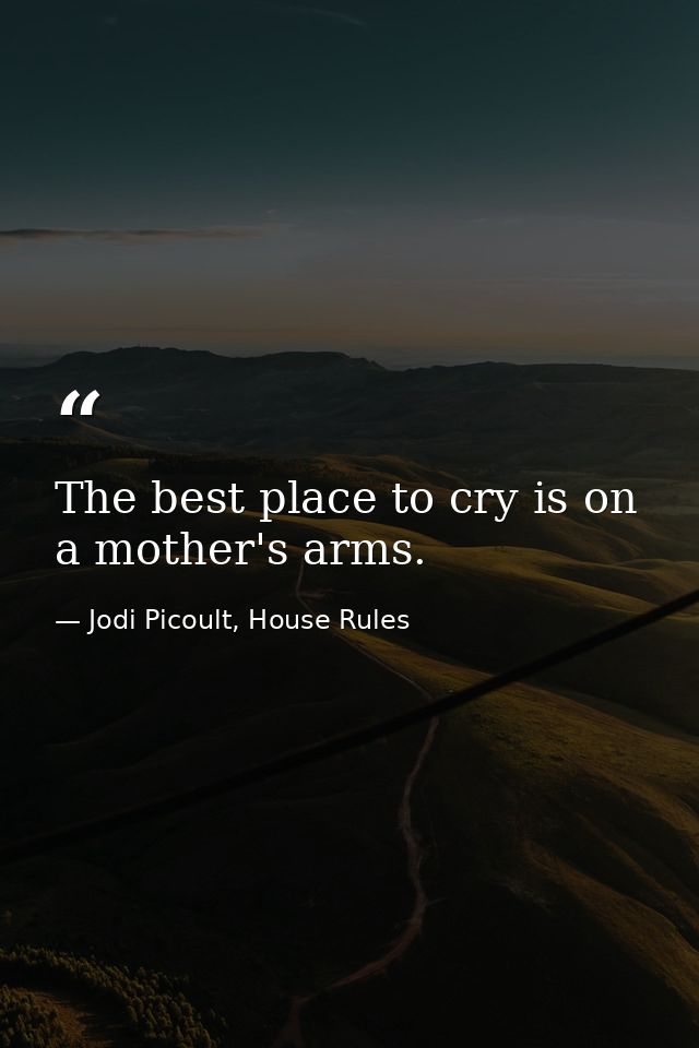 The best place to cry is on a mother's arms. — Jodi Picoult, House Rules