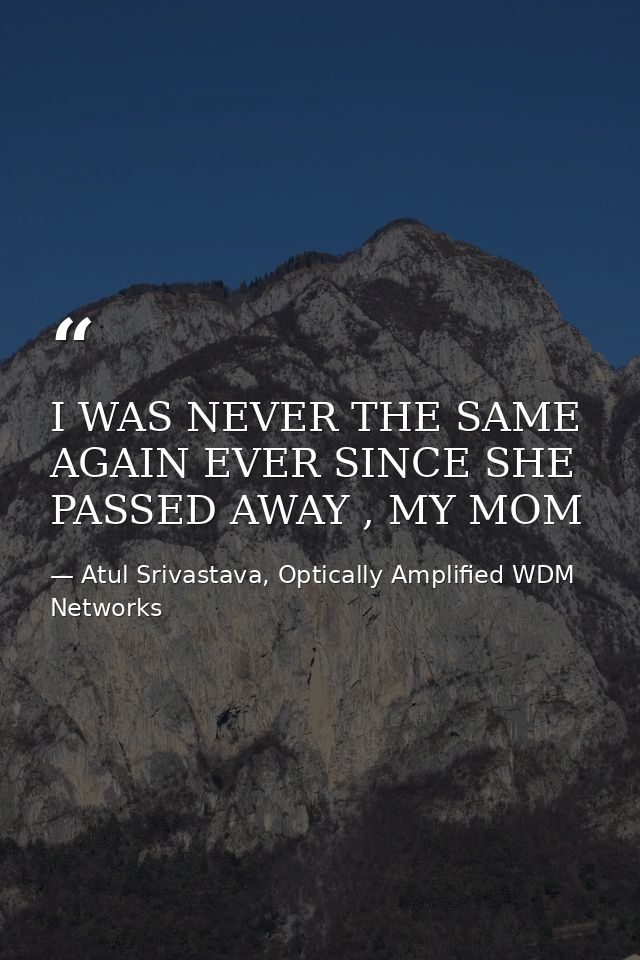 I WAS NEVER THE SAME AGAIN EVER SINCE SHE PASSED AWAY , MY MOM — Atul Srivastava, Optically Amplified WDM Networks
