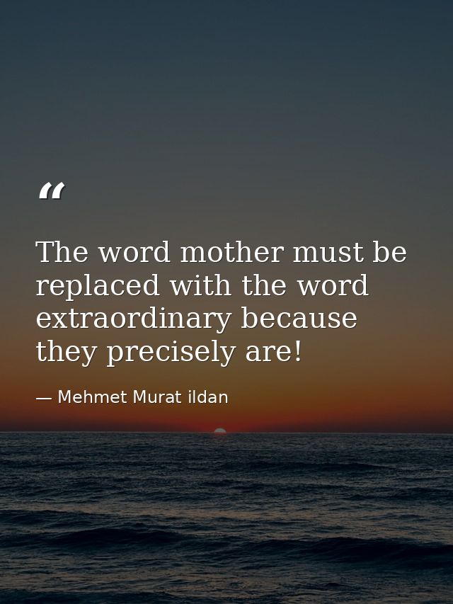 The word mother must be replaced with the word extraordinary because they precisely are! — Mehmet Murat ildan