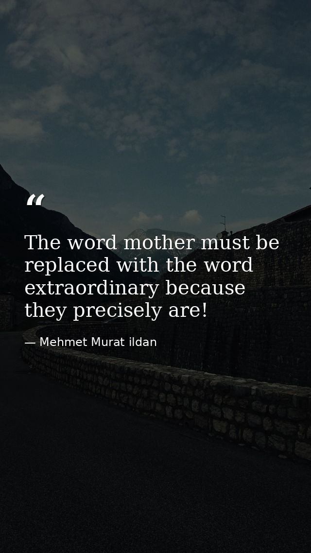 The word mother must be replaced with the word extraordinary because they precisely are! — Mehmet Murat ildan