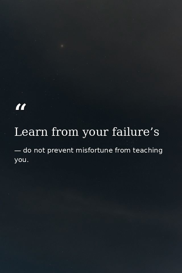 Learn from your failure’s — do not prevent misfortune from teaching you.