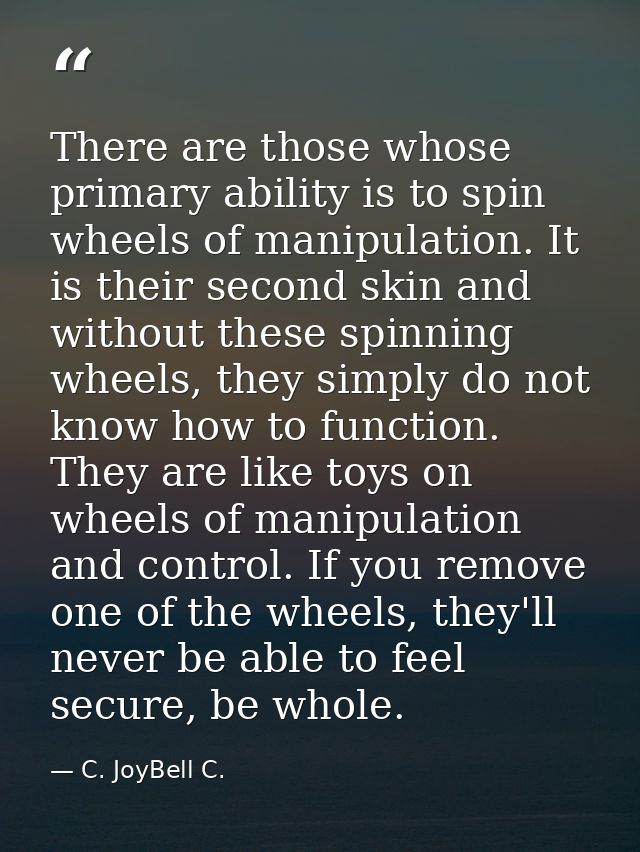 There are those whose primary ability is to spin wheels of manipulation. It is their second skin and without these spinn — C. JoyBell C.