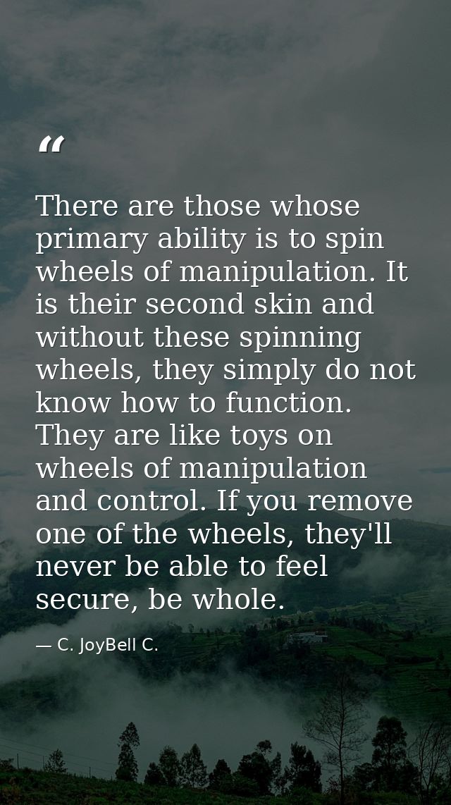 There are those whose primary ability is to spin wheels of manipulation. It is their second skin and without these spinn — C. JoyBell C.