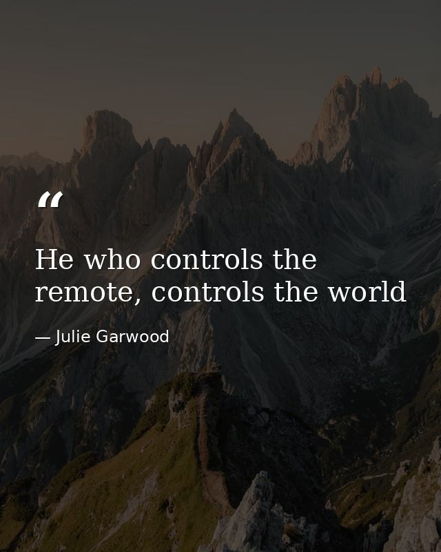 He who controls the remote, controls the world — Julie Garwood