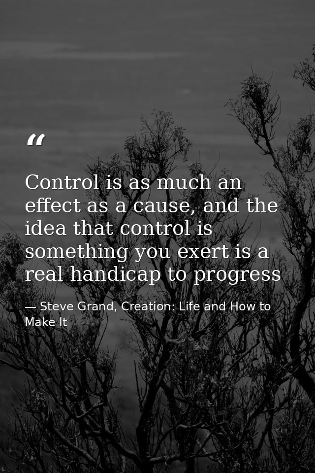 Control is as much an effect as a cause, and the idea that control is something you exert is a real handicap to progress — Steve Grand, Creation: Life and How to Make It