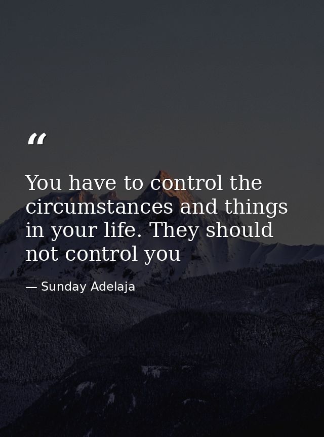 You have to control the circumstances and things in your life. They should not control you — Sunday Adelaja