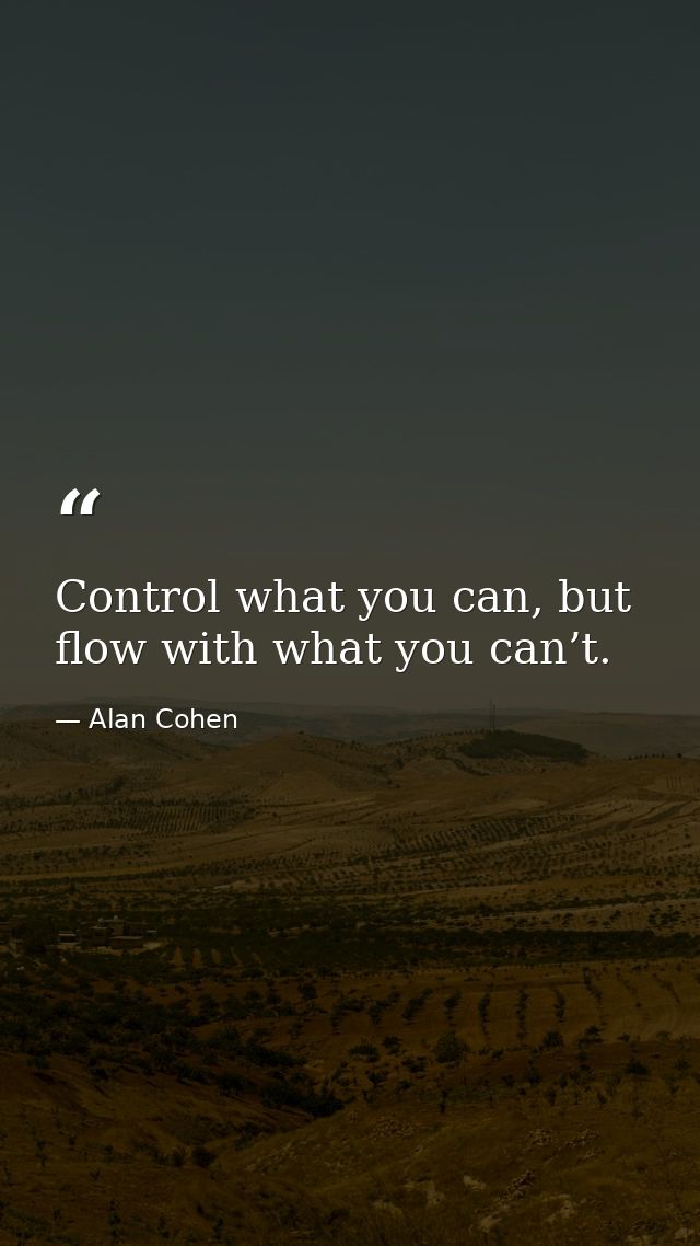 Control what you can, but flow with what you can’t. — Alan Cohen