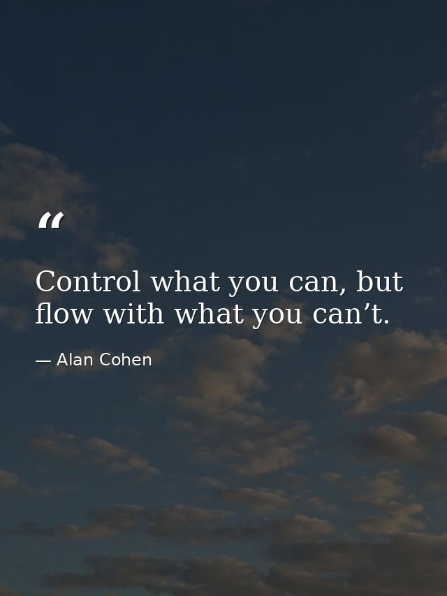 Control what you can, but flow with what you can’t. — Alan Cohen