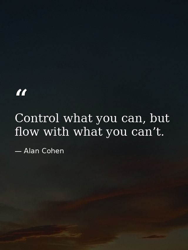 Control what you can, but flow with what you can’t. — Alan Cohen