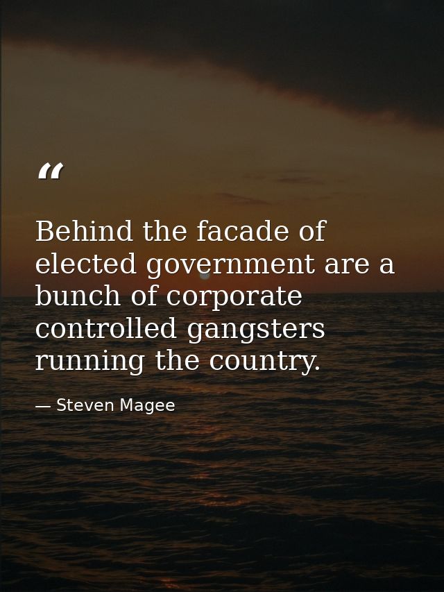 Behind the facade of elected government are a bunch of corporate controlled gangsters running the country. — Steven Magee