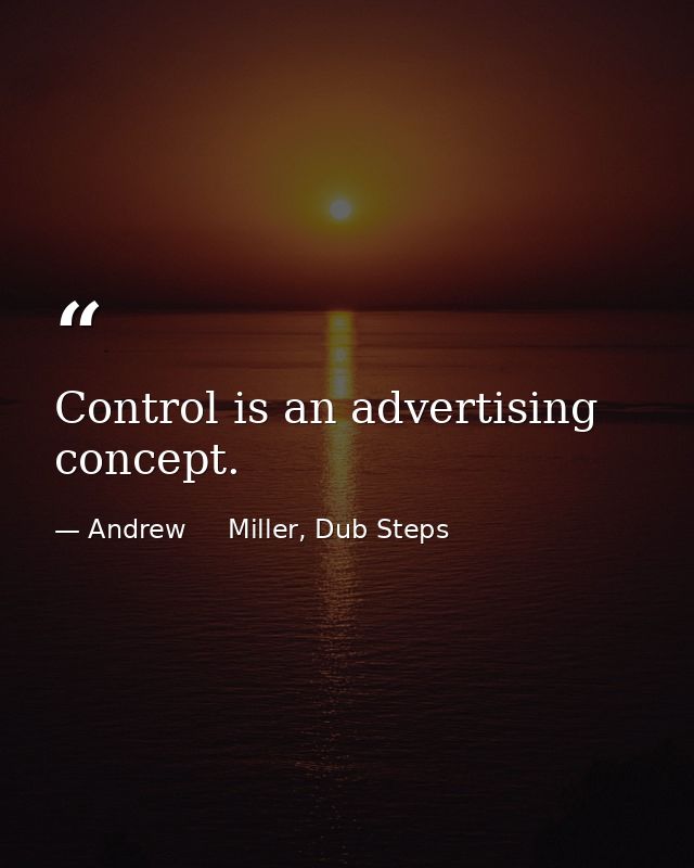 Control is an advertising concept. — Andrew     Miller, Dub Steps