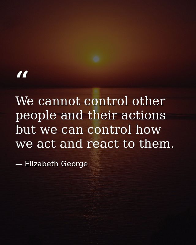 We cannot control other people and their actions but we can control how we act and react to them. — Elizabeth George