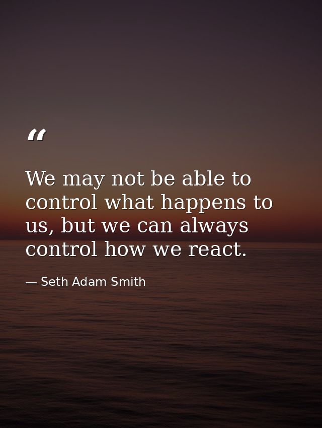 We may not be able to control what happens to us, but we can always control how we react. — Seth Adam Smith