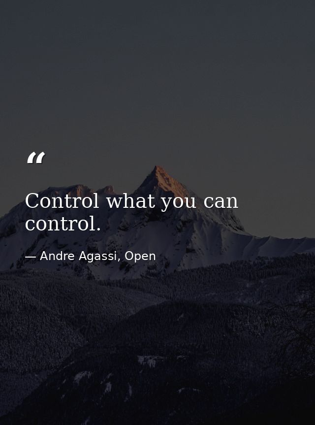 Control what you can control. — Andre Agassi, Open