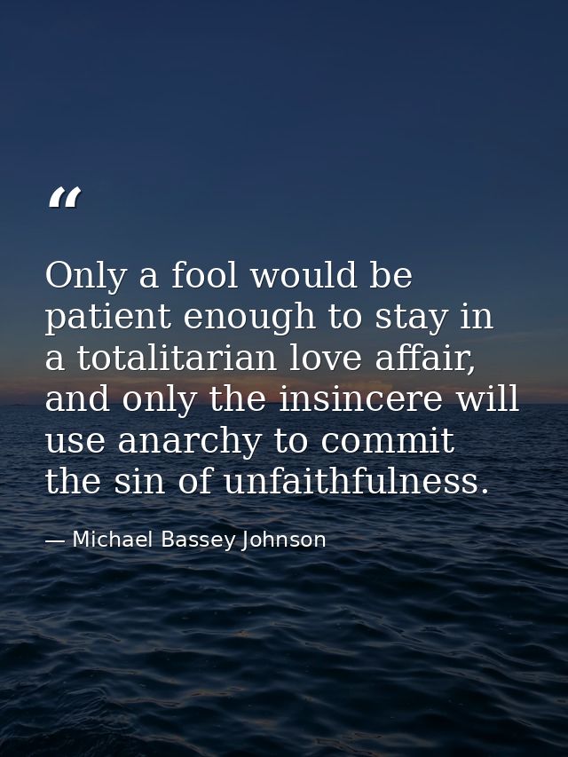 Only a fool would be patient enough to stay in a totalitarian love affair, and only the insincere will use anarchy to co — Michael Bassey Johnson