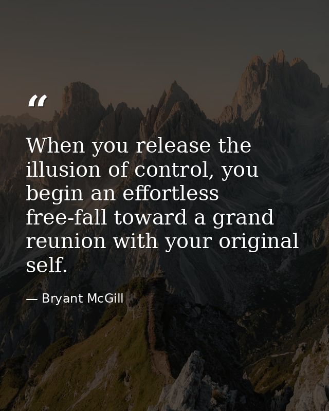 When you release the illusion of control, you begin an effortless free-fall toward a grand reunion with your original se — Bryant McGill