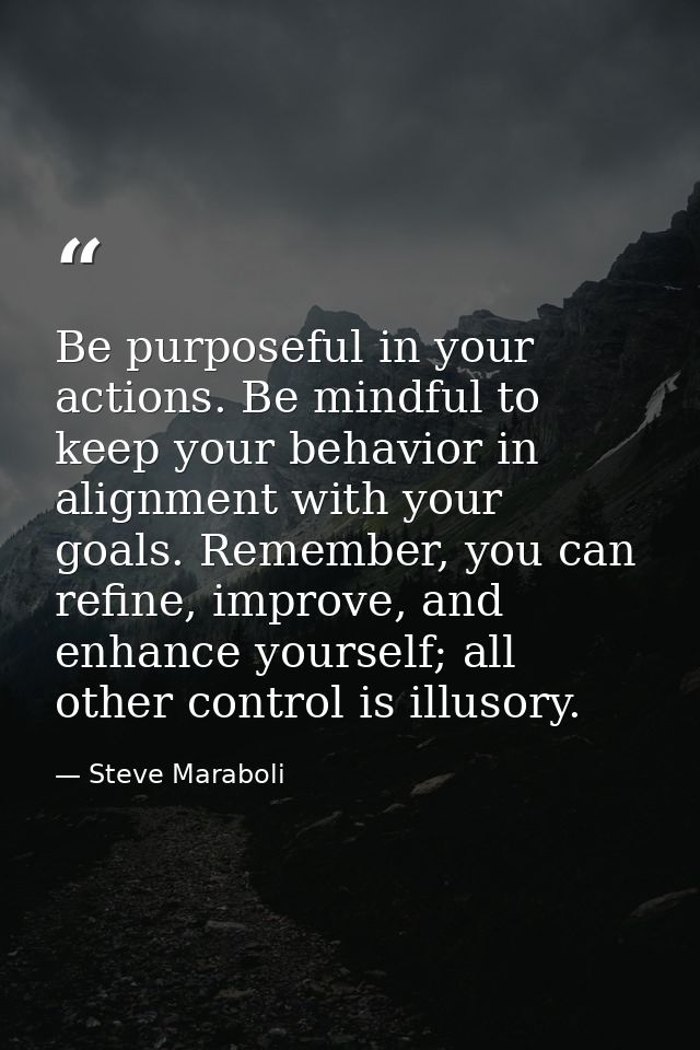 Be purposeful in your actions. Be mindful to keep your behavior in alignment with your goals. Remember, you can refine,  — Steve Maraboli