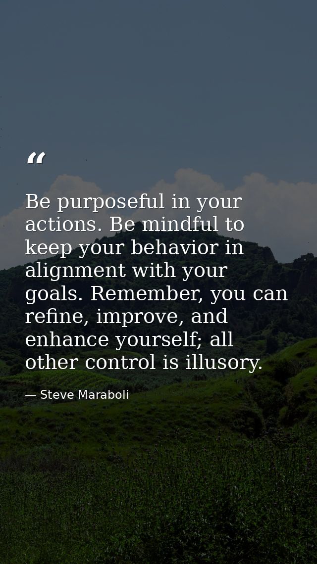 Be purposeful in your actions. Be mindful to keep your behavior in alignment with your goals. Remember, you can refine,  — Steve Maraboli