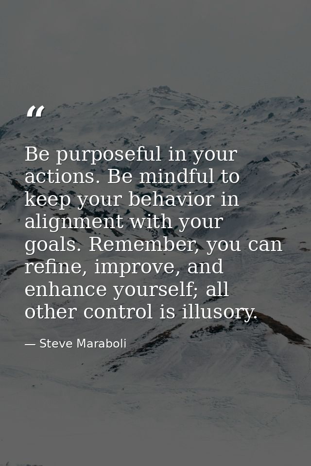 Be purposeful in your actions. Be mindful to keep your behavior in alignment with your goals. Remember, you can refine,  — Steve Maraboli