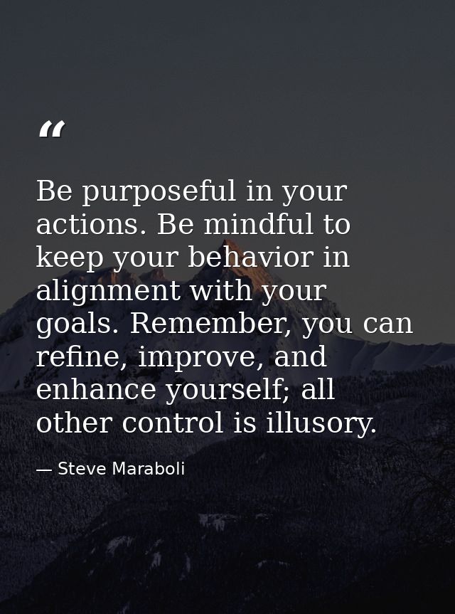 Be purposeful in your actions. Be mindful to keep your behavior in alignment with your goals. Remember, you can refine,  — Steve Maraboli