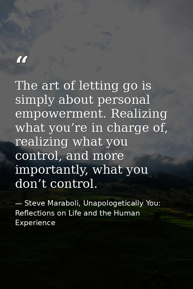 The art of letting go is simply about personal empowerment. Realizing what you’re in charge of, realizing what you contr — Steve Maraboli, Unapologetically You: Reflections on Life and the Human Experience