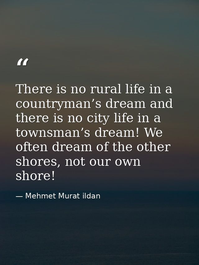 There is no rural life in a countryman’s dream and there is no city life in a townsman’s dream! We often dream of the ot — Mehmet Murat ildan