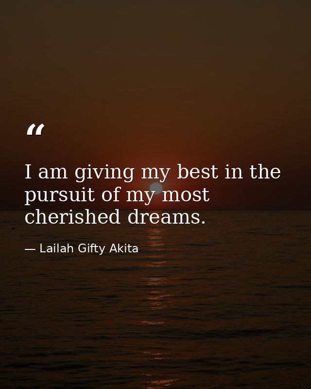 I am giving my best in the pursuit of my most cherished dreams. — Lailah Gifty Akita