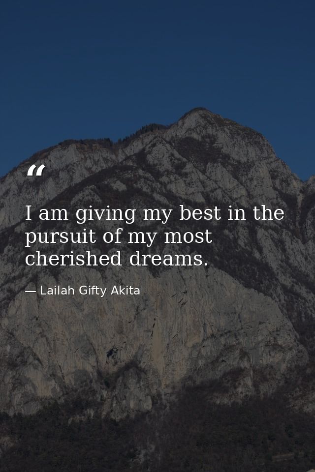 I am giving my best in the pursuit of my most cherished dreams. — Lailah Gifty Akita