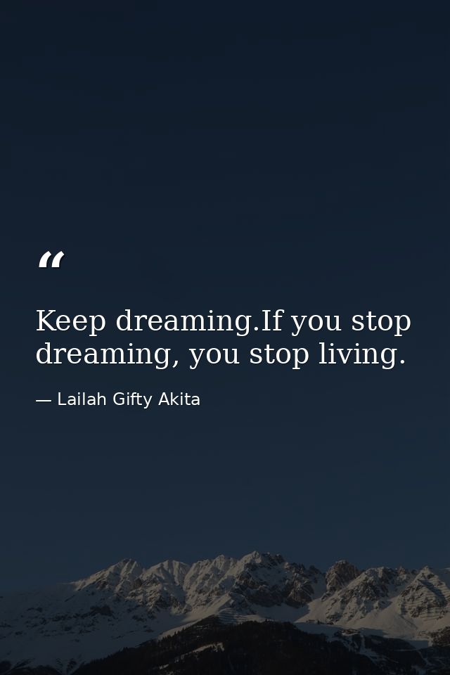Keep dreaming.If you stop dreaming, you stop living. — Lailah Gifty Akita